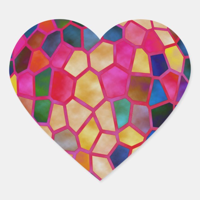 STBX  Light Red Glowing Crystal Heart Sticker (Front)