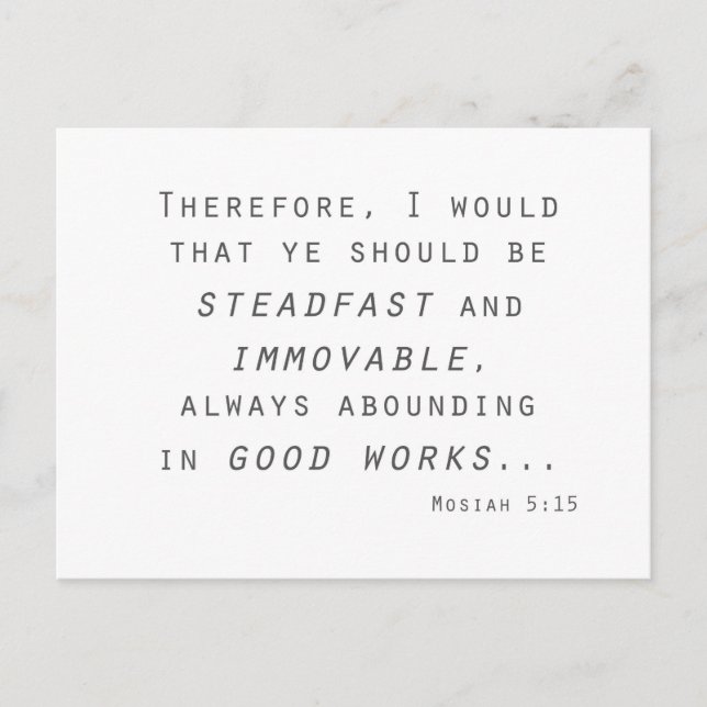 steadfast immovable mosiah lds scripture postcard (Front)