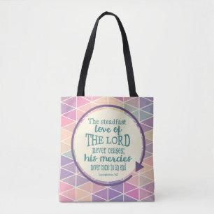 Steadfast Love of God, Scripture Triangle Pattern Tote Bag