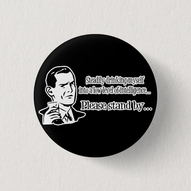 Steadily Drinking Retro Party Guy 1 Inch Round Button (Front)