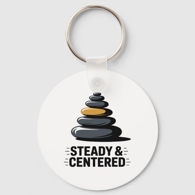 Steady And Centered Lance Yoga Enthusiast Apparel  Keychain (Front)