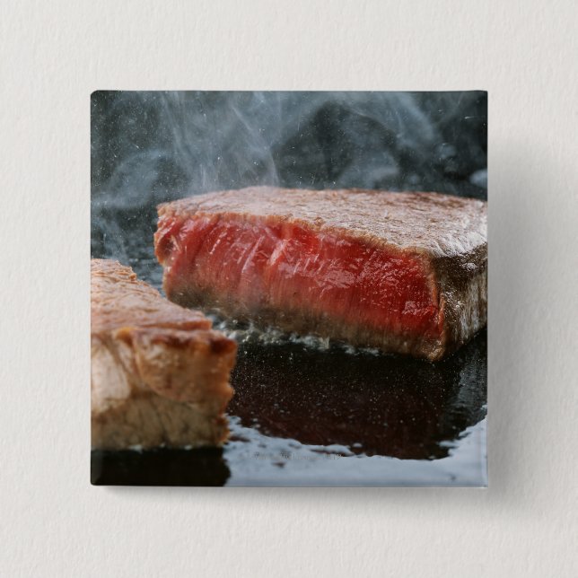 Steak 3 2 inch square button (Front)