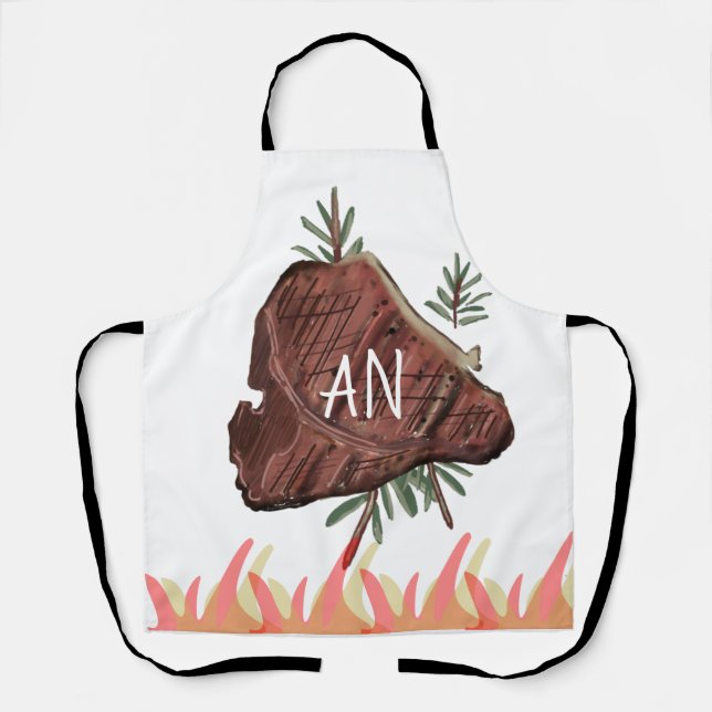 Steak Art BBQ Father's Day Dad Grandpa Gift Adult  Apron (Front)