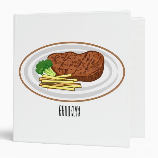 Steak cartoon illustration binder (Front/Inside)