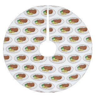 Steak cartoon illustration brushed polyester tree skirt