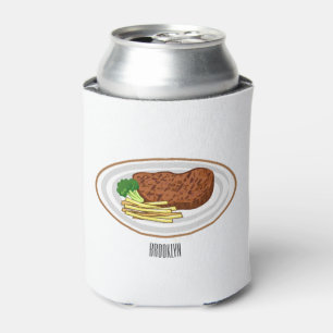 Steak cartoon illustration can cooler