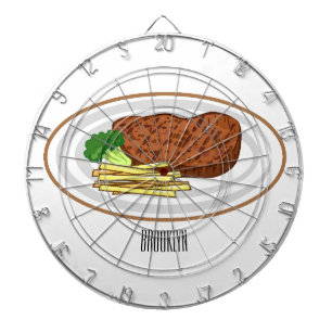 Steak cartoon illustration dartboard
