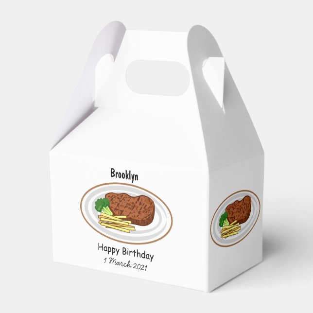Steak cartoon illustration favor box (Front Side)