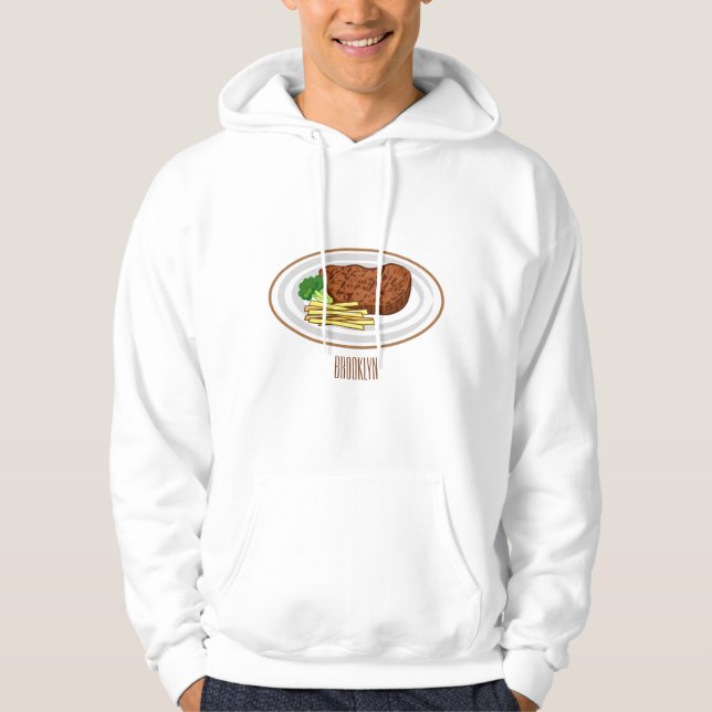 Steak cartoon illustration hoodie (Front)
