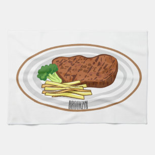 Steak cartoon illustration kitchen towel