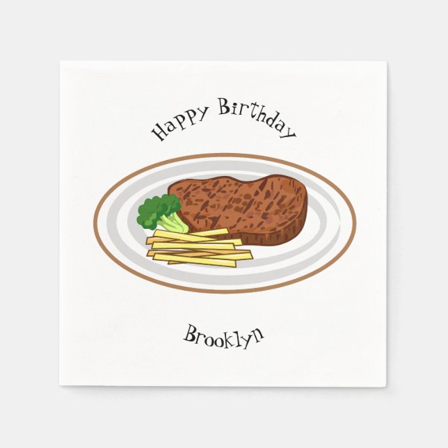 Steak cartoon illustration napkin (Front)