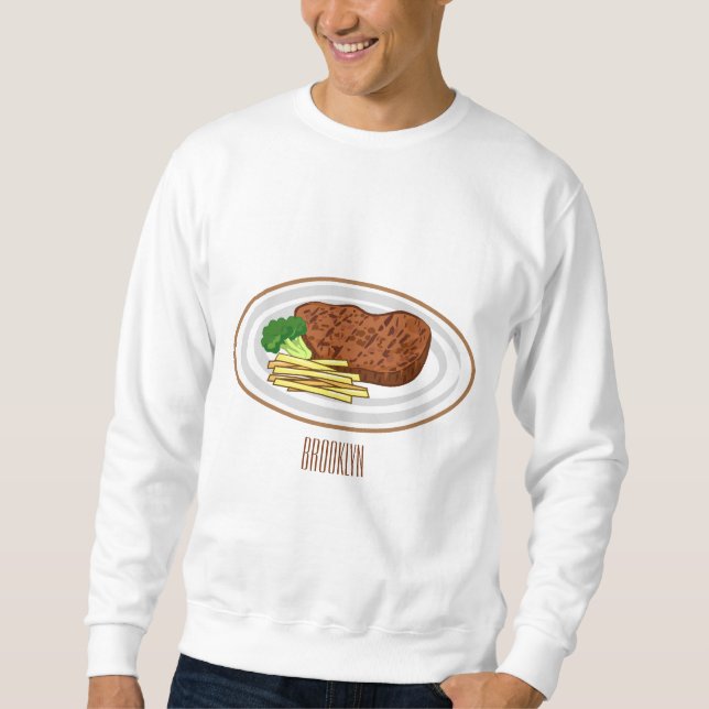 Steak cartoon illustration sweatshirt (Front)