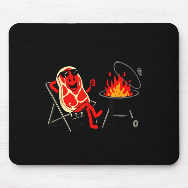 Steak dive funny cookout steak bbq grilling mouse pad (Front)