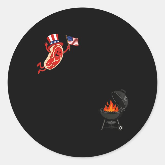 Steak Dom Dive Funny Uncle Sam Steak Flying Classic Round Sticker (Front)