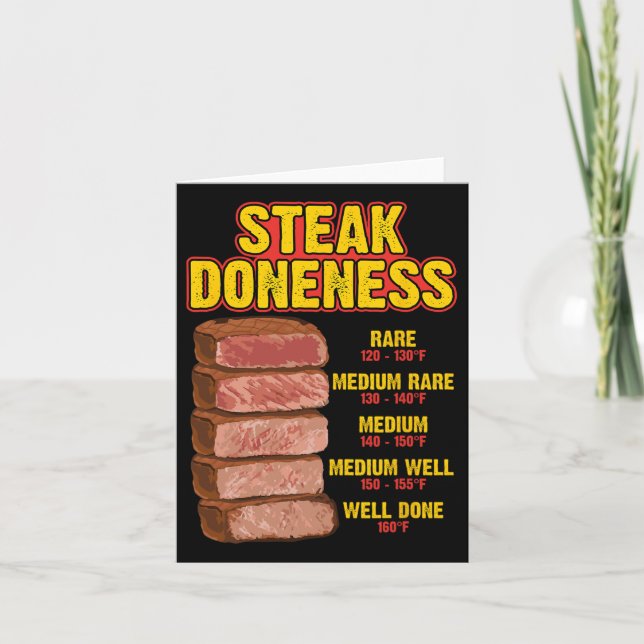 Steak Doneness Chart Table Guide Bbq Meat Chef Pit Card (Front)