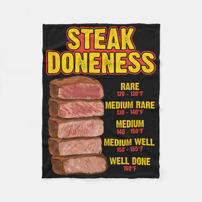 Steak Doneness Chart Table Guide Bbq Meat Chef Pit Fleece Blanket (Front)