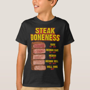 Steak Doneness Chart Table Guide Bbq Meat Chef Pit T-Shirt