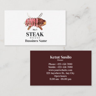 Steak Food Watercolor Business Card
