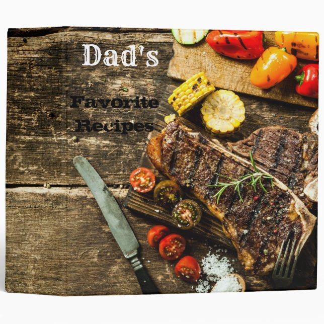 Steak Lovers Recipe Organizer Binder (Front/Spine)
