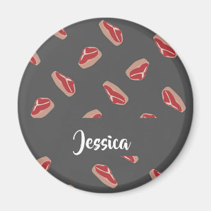 Steak meat pattern on grey magnet