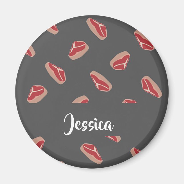 Steak meat pattern on grey magnet (Front)