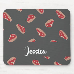 Steak meat pattern on grey mouse pad