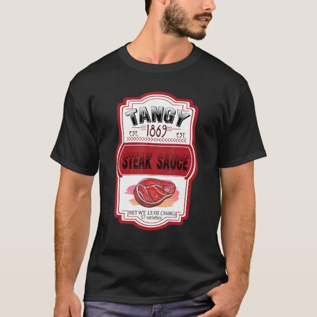 Steak Sauces Bottle Couples Costume T-Shirt (Front)