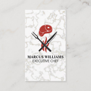 Steak   Service Cutlery   Chef   Marble Business Card