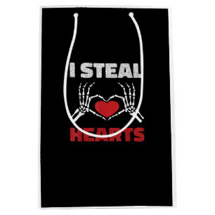 Steal Hearts Valentines Day Funny Skeleton Hand Medium Gift Bag
