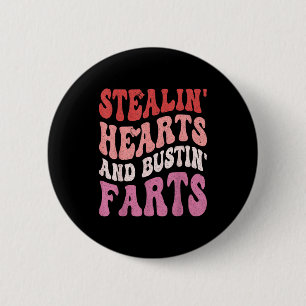 Stealin hearts & bustin farts retro valentines 2 inch round button