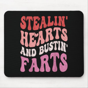 Stealin hearts & bustin farts retro valentines mouse pad