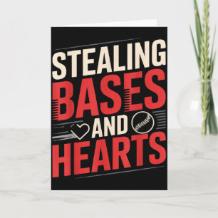Stealing Bases And Hearts Baseball Puns Sports - Card