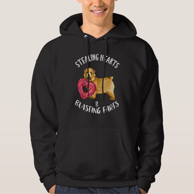 Stealing Heart Blasting Farts Norwich Terrier Vale Hoodie (Front)
