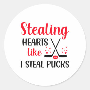 Stealing Heart Like I Steal Pucks Valentines Day H Classic Round Sticker