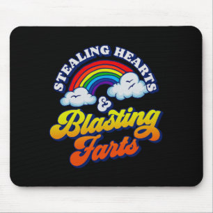 Stealing Hearts & Blasting Farts Funny Rainbow Mouse Pad