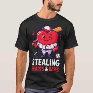 Stealing Hearts And Bases Baseball Player Valentin T-Shirt