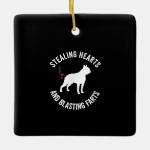 Stealing Hearts And Blasting Farts Boston Terrier Ceramic Ornament