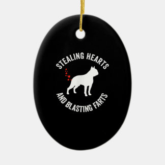 Stealing Hearts And Blasting Farts Boston Terrier Ceramic Ornament