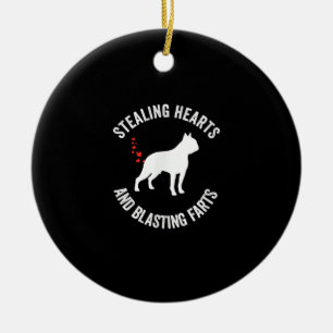 Stealing Hearts And Blasting Farts Boston Terrier Ceramic Ornament