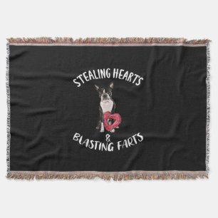 Stealing Hearts Blasting Farts Boston Terrier Throw Blanket
