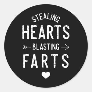 Stealing Hearts Blasting Farts Funny Valentine's D Classic Round Sticker