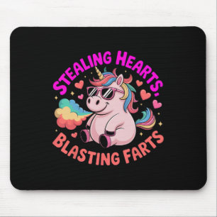 Stealing Hearts Blasting Farts Unicorn Valentine Mouse Pad