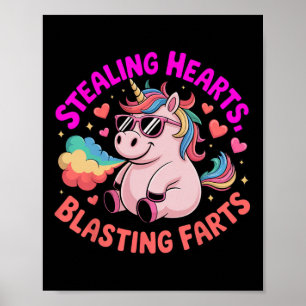 Stealing Hearts Blasting Farts Unicorn Valentine Poster