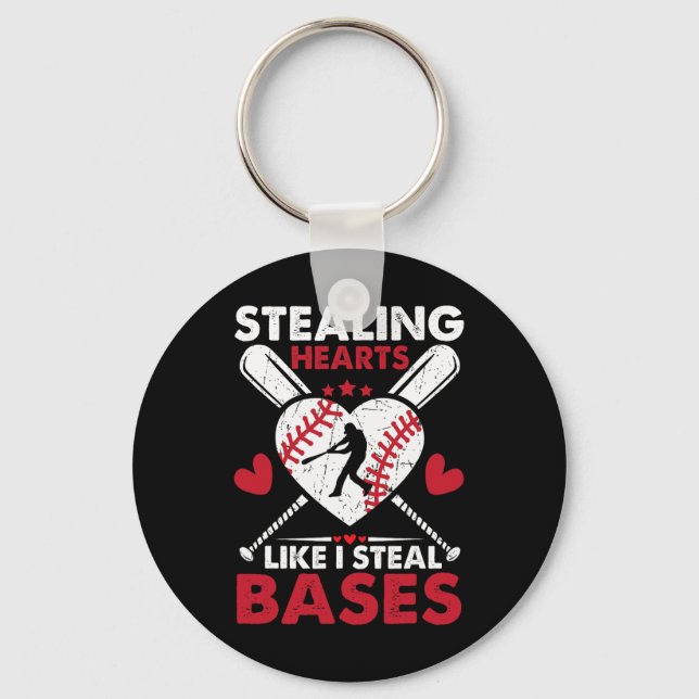 Stealing Hearts Like I Steal Bases2  Keychain (Front)