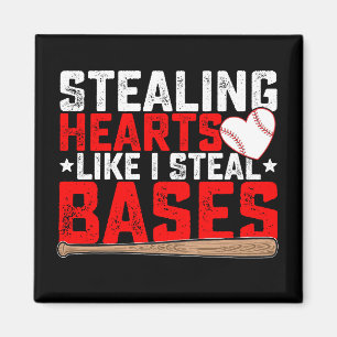 Stealing Hearts Like I Steal Bases Baseball Magnet