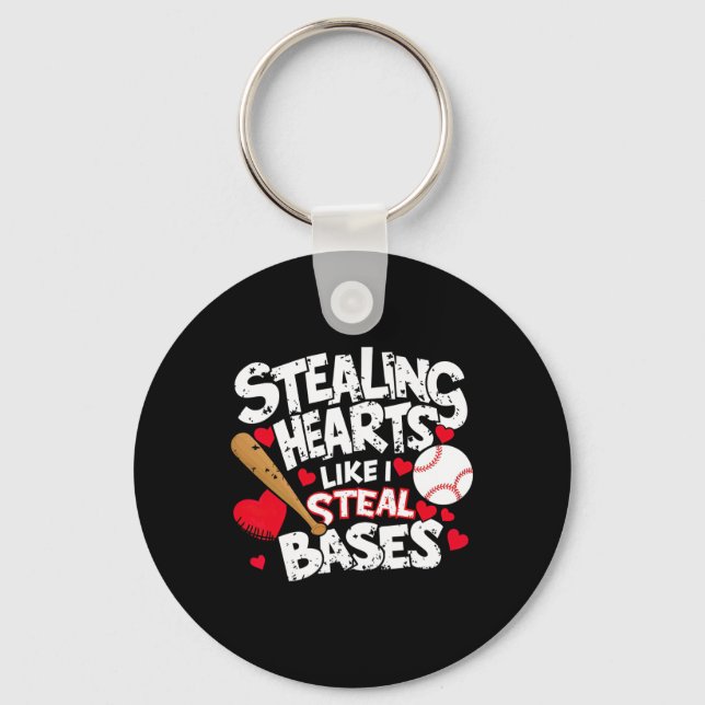 Stealing Hearts Like I Steal Bases  Keychain (Front)