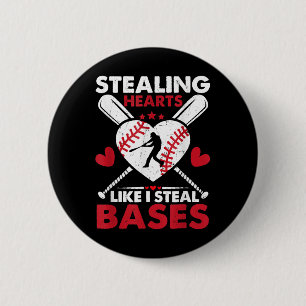 Stealing Hearts Like I Steal Bases, Softball Baseb 2 Inch Round Button