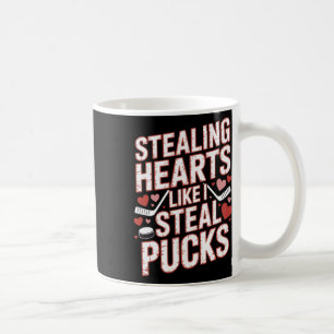 Stealing Hearts Like I Steal Pucks Hockey Valentin Coffee Mug