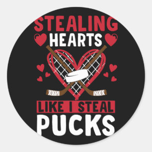 Stealing Hearts Like I Steal Pucks Valentines Day  Classic Round Sticker