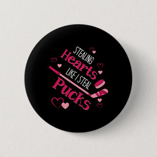Stealing Hearts Pucks Hockey Ice Rink Valentine Da 2 Inch Round Button